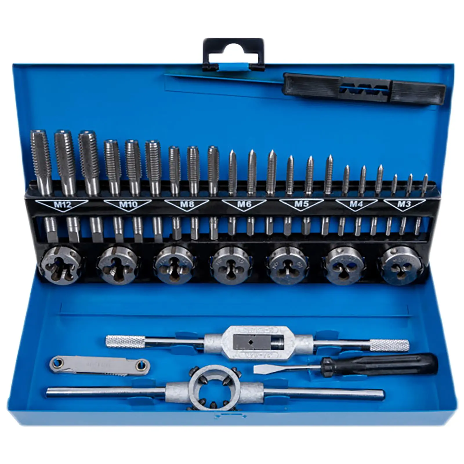 BlueSpot Tap and Die Set Metric 32 Piece M3-M12 Steel Storage Box - Image 2