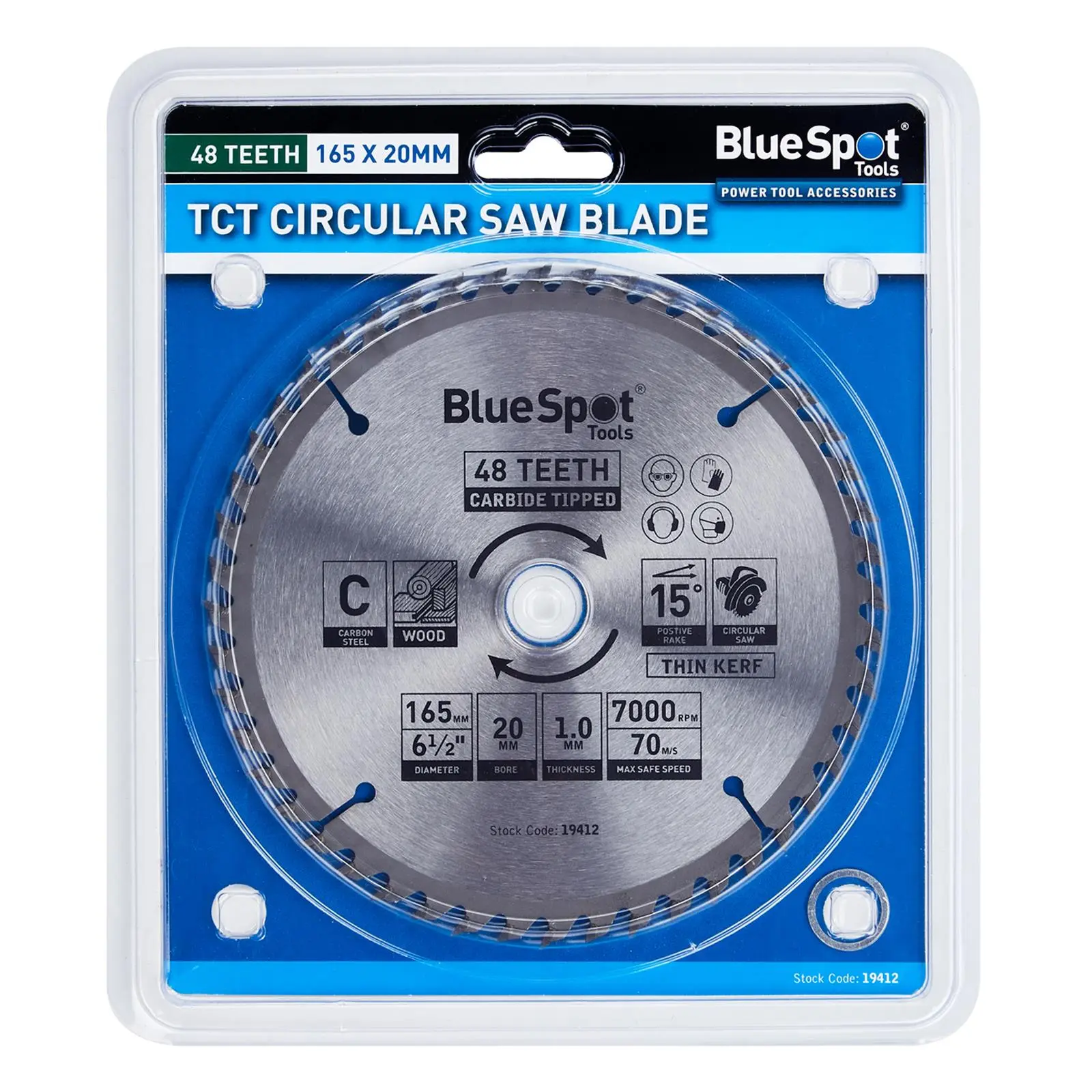BlueSpot TCT Circular Saw Blade 48 Teeth 165mm x 20mm