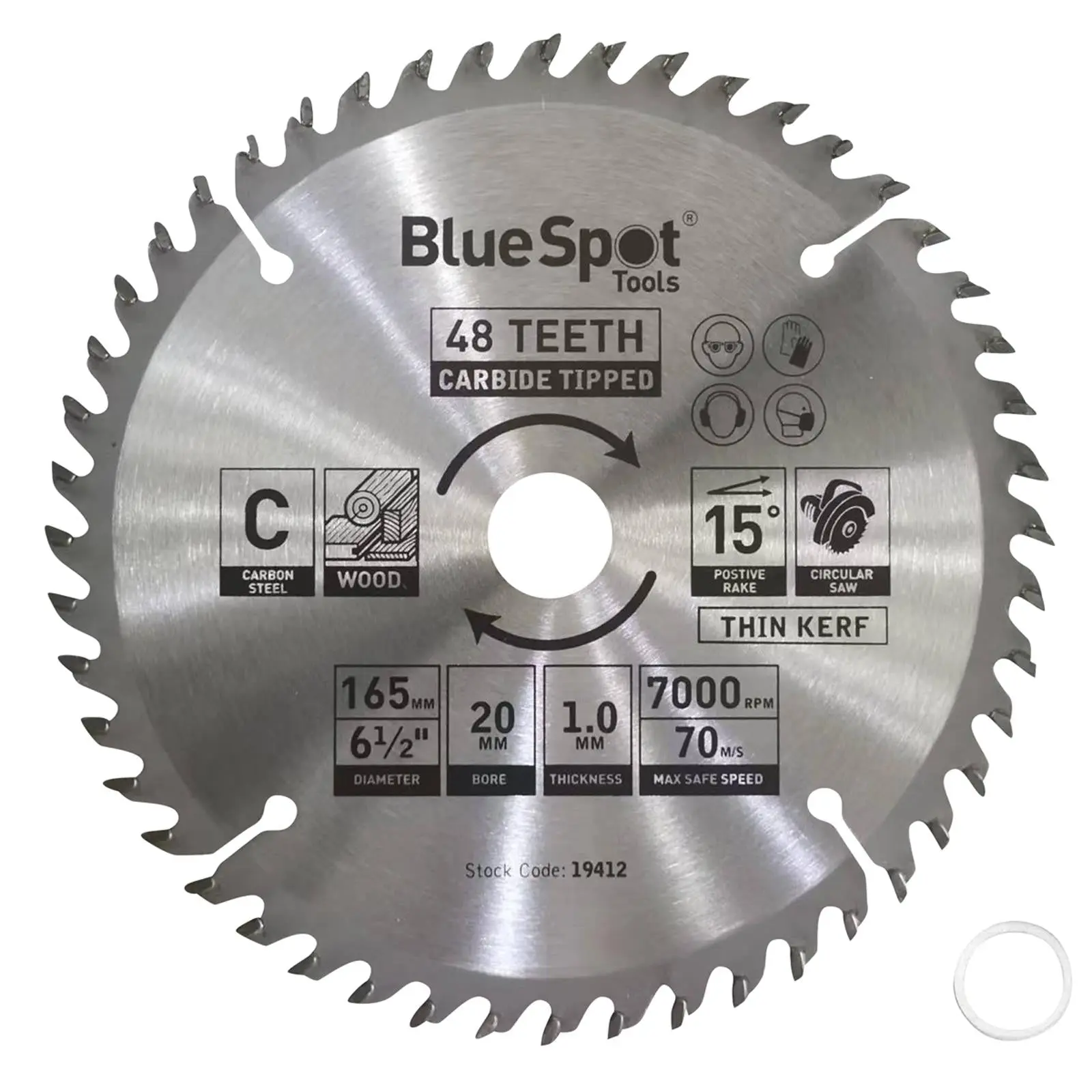 BlueSpot TCT Circular Saw Blade 48 Teeth 165mm x 20mm - Image 2