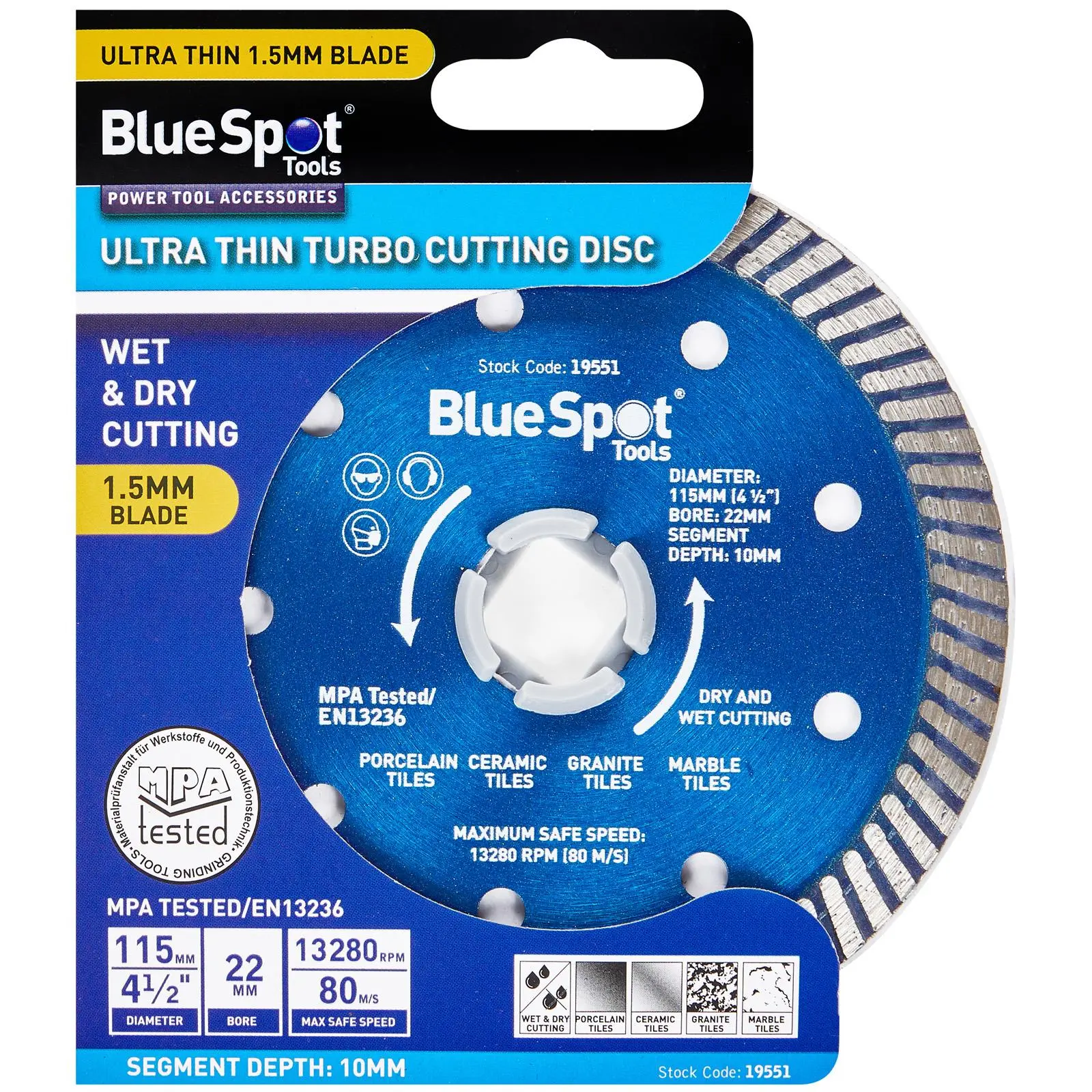BlueSpot Turbo Cutting Disc Super Thin 115mm x 1.5mm - Image 2