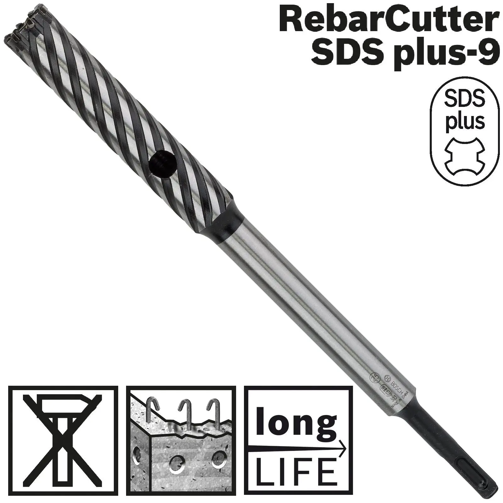 Bosch Rebar Cutter Drill Bit 4 Cutter SDS Plus 9 Reinforced Concrete 300mm 16-32mm (WL:120mm) - Image 22