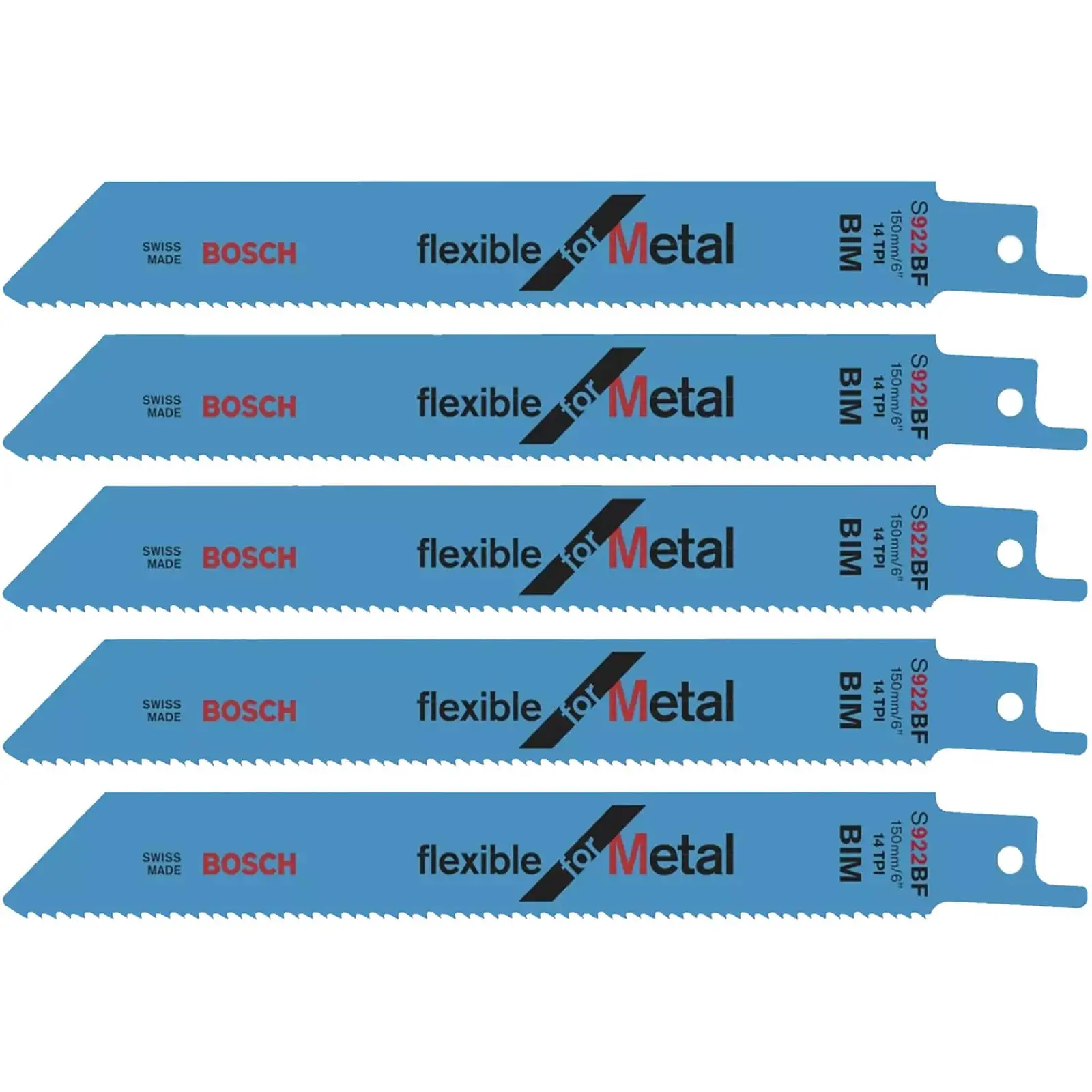 Bosch Recipro Blades Bi-Metal 5 Pack 150mm 6" S922BF Reciprocating Saw Metal Cutting - Image 3