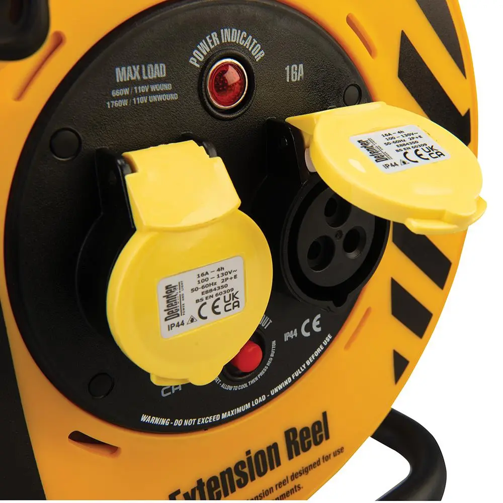 Defender Industrial Cable Reel 25m 110V 16A E86450 - Image 3