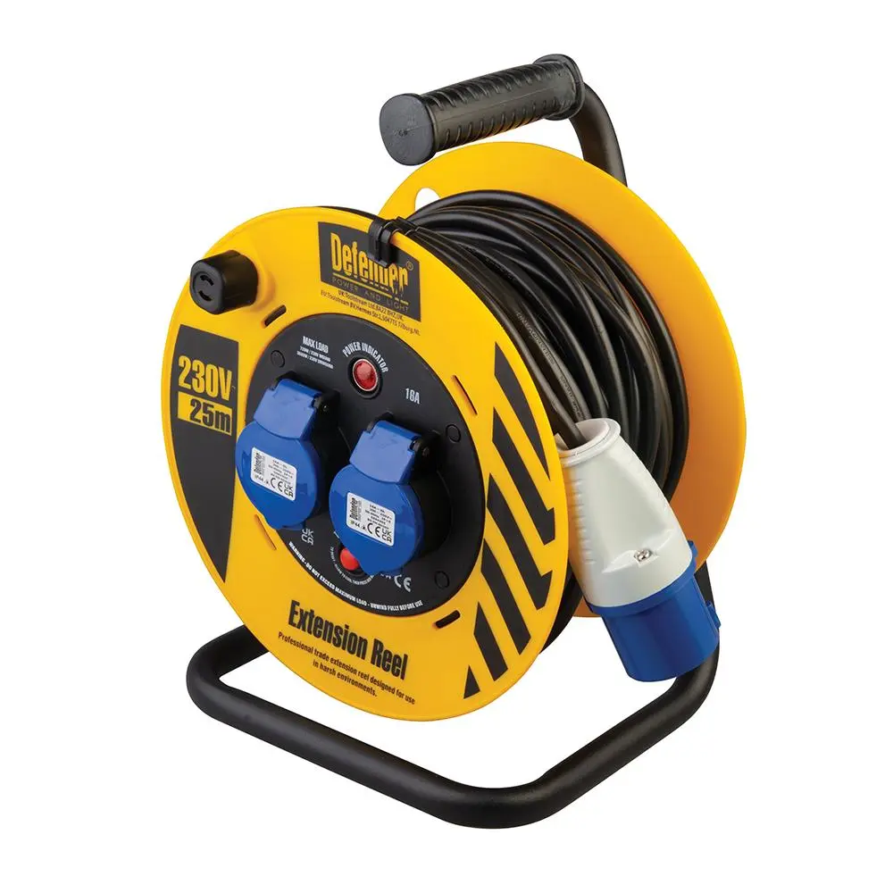 Defender Industrial Cable Reel 25m 230V 16A E86475 - Image 5