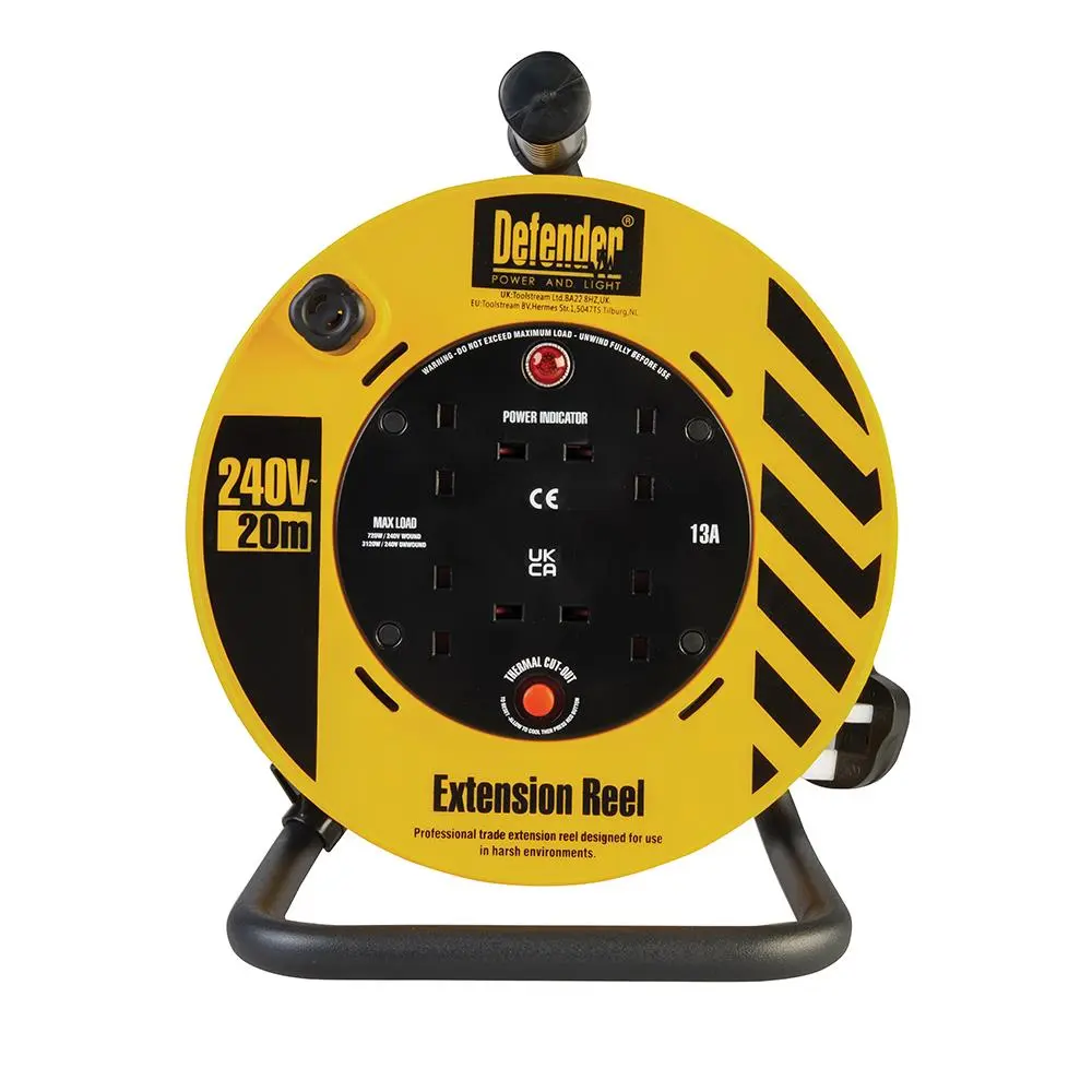 Defender Light Cable Reel 20m 230V 13A E86465 - Image 3