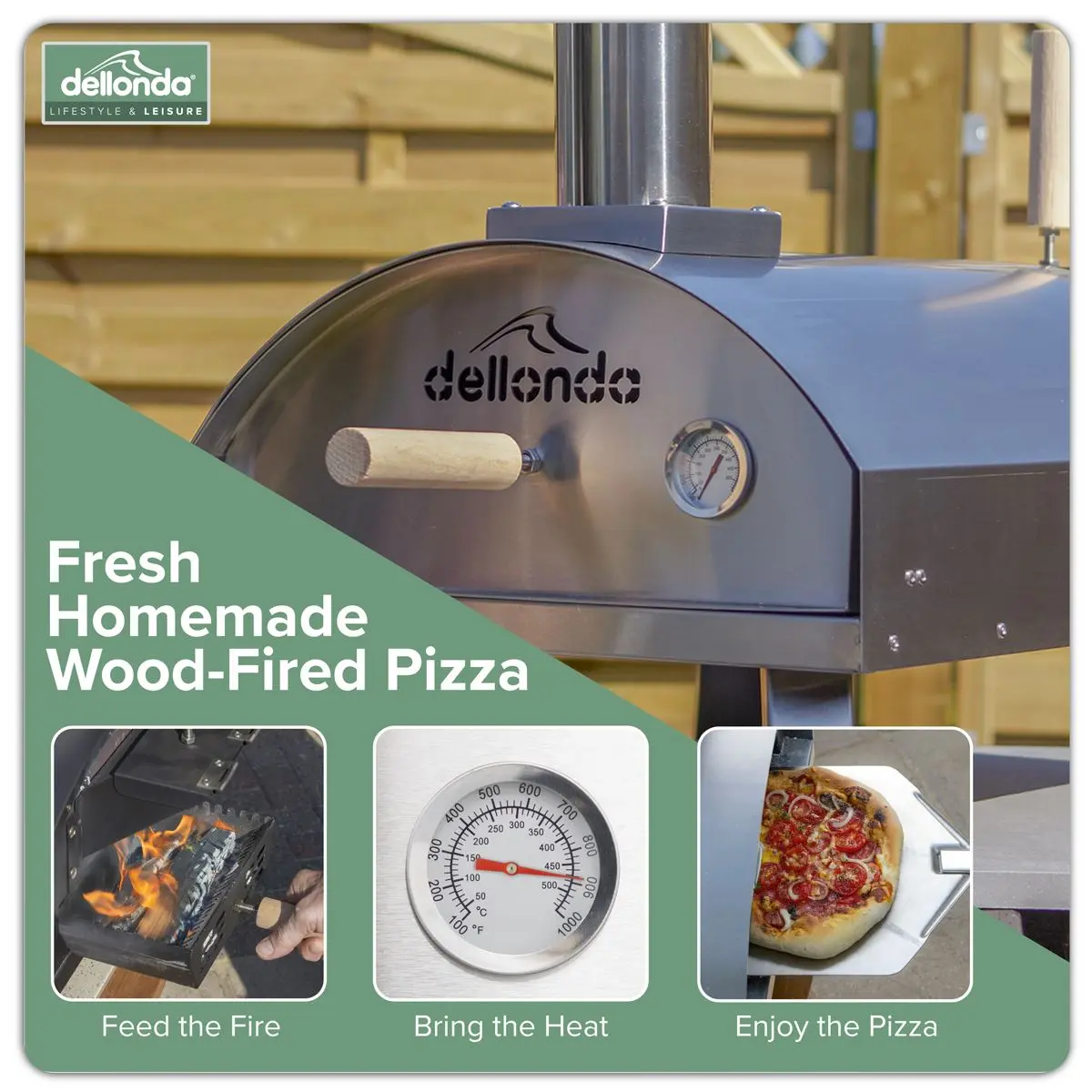 Dellonda 14" Portable Wood-Fired Pizza & Smoking Oven - Stainless Steel - Image 11