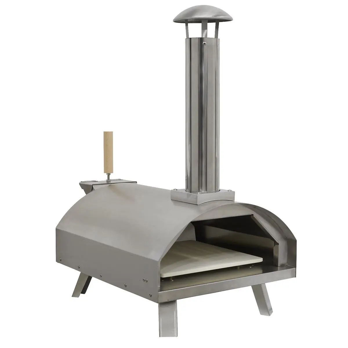 Dellonda 14" Portable Wood-Fired Pizza & Smoking Oven - Stainless Steel - Image 5