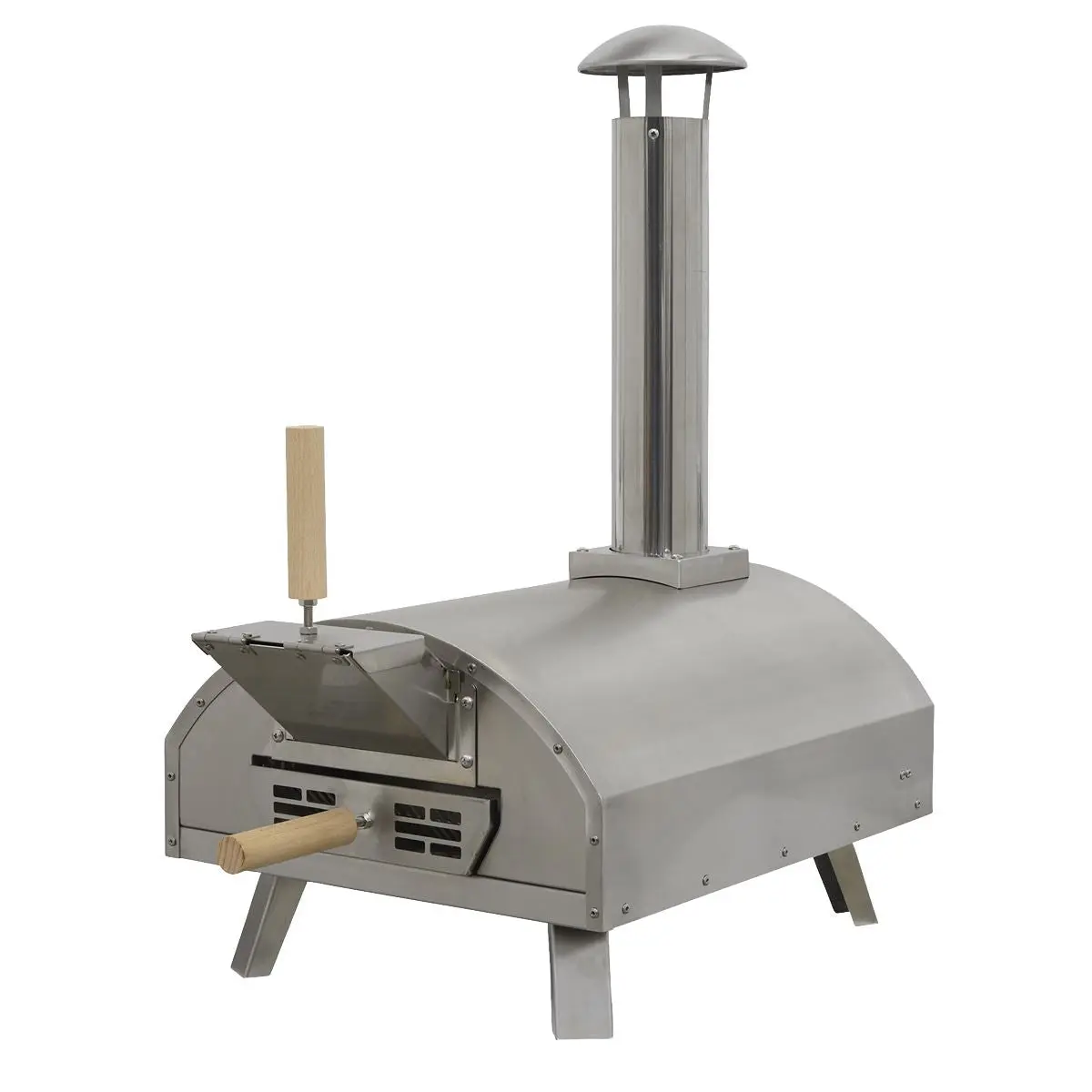Dellonda 14" Portable Wood-Fired Pizza & Smoking Oven - Stainless Steel - Image 6