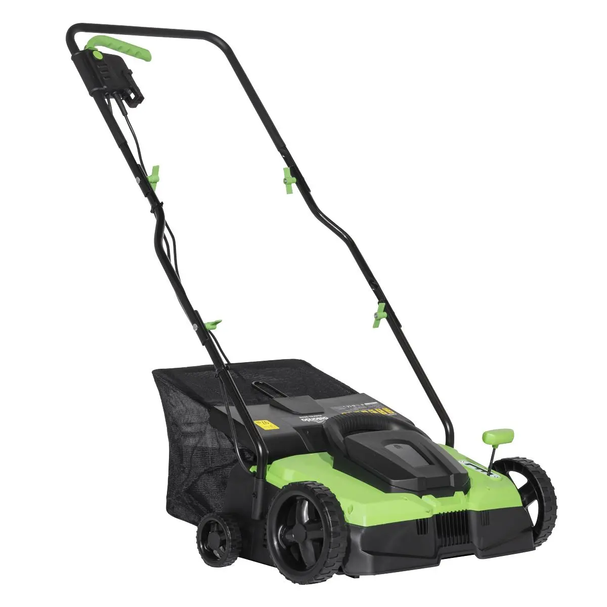 Dellonda 1500W Electric 2-in-1 Scarifier with 5-Heights, 36cm Cutting Diameter, 45L Grass Collection Bag, 10m Mains Cable, Hand Push