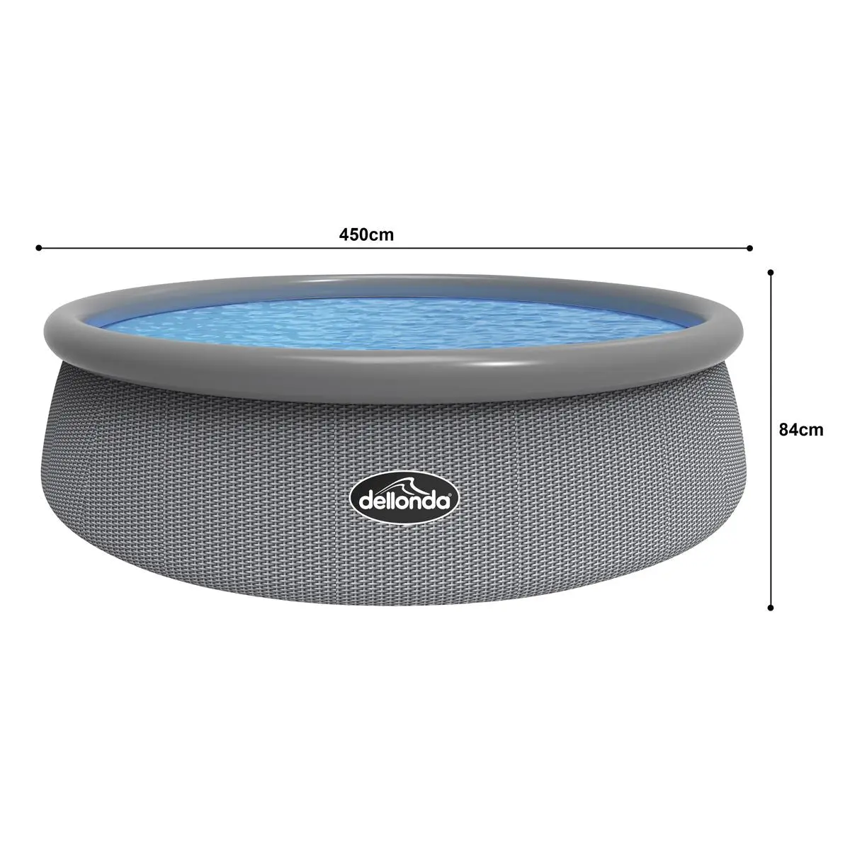 Dellonda 15ft Round Garden Kids Paddling Swimming Pool & Pump Grey Rattan - Image 3