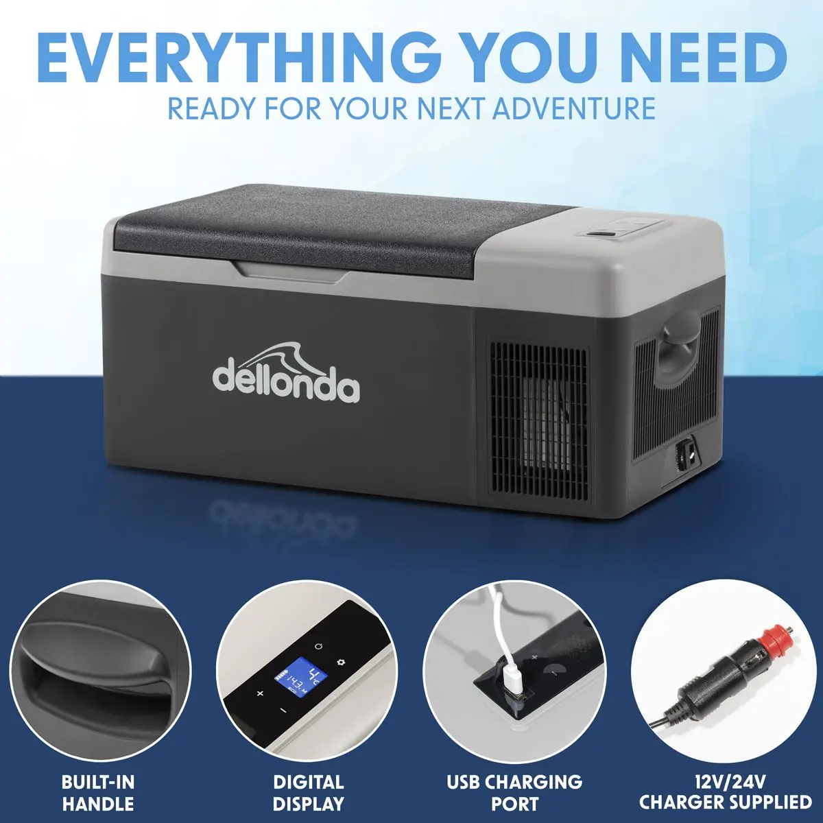 Dellonda 15L Portable Compressor Car Fridge Electric Camping Cool Box 12/24V - Image 2