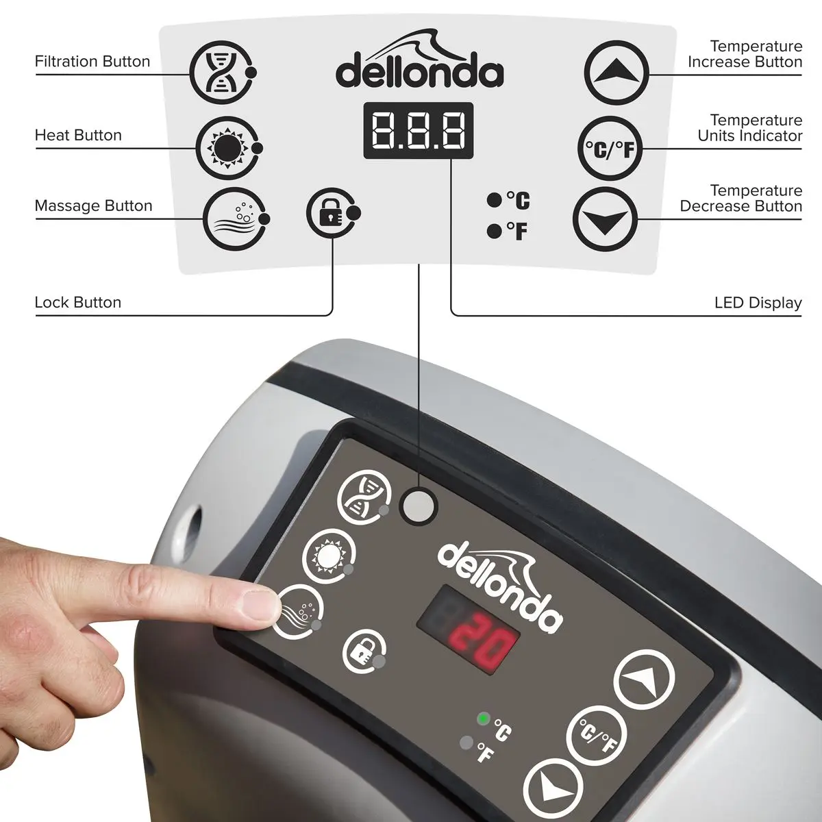 Dellonda 2-4 Person Inflatable Hot Tub Spa with Smart Pump - Wood Effect - Image 13