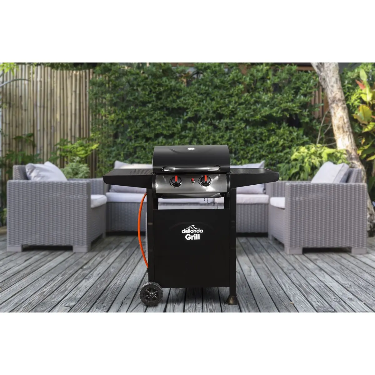 Dellonda 2 Burner Gas BBQ Grill with Ignition & Thermometer - Black/Stainless Steel - Image 15