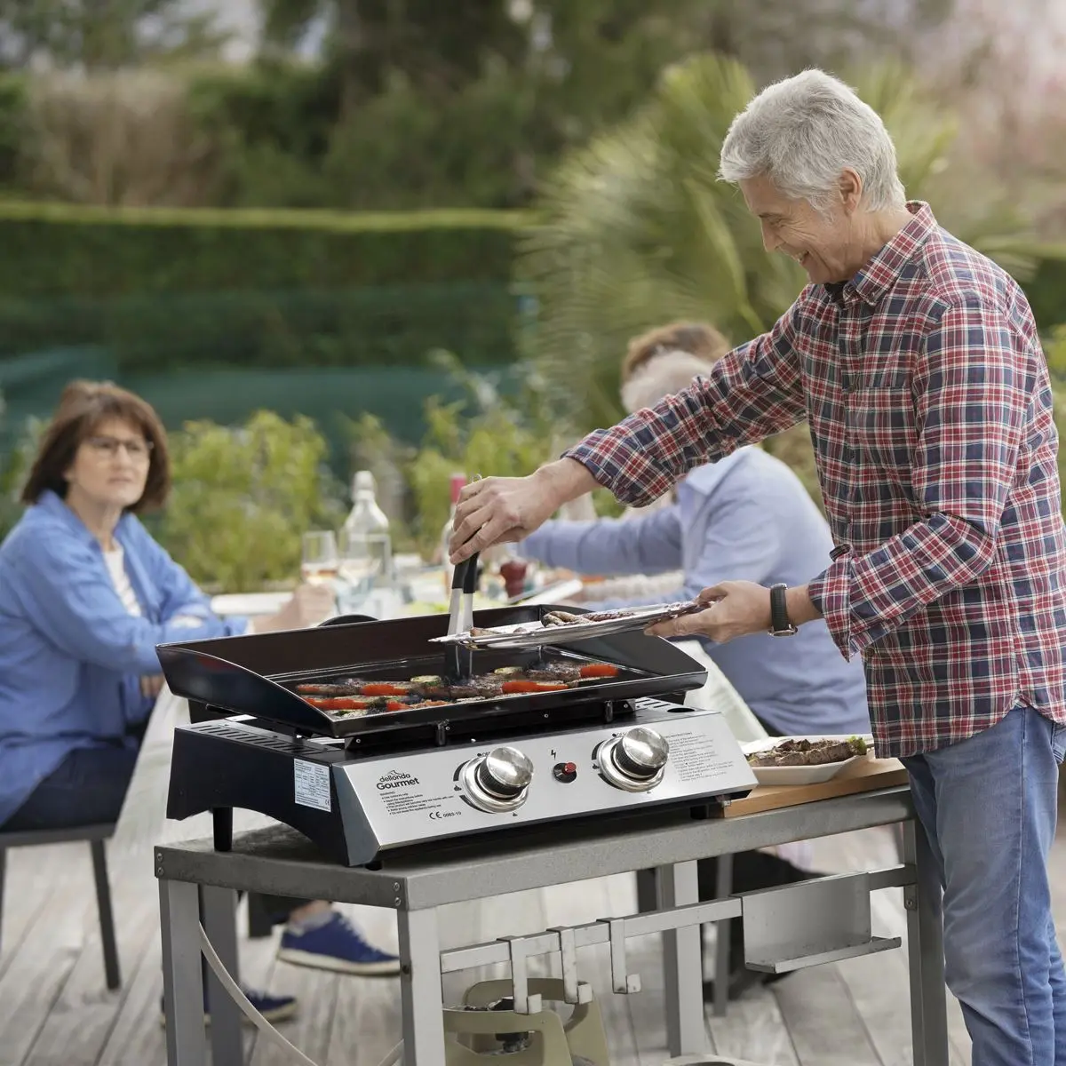 Dellonda 2 Burner Portable Gas Plancha 5kW BBQ Griddle, Stainless Steel - Image 2