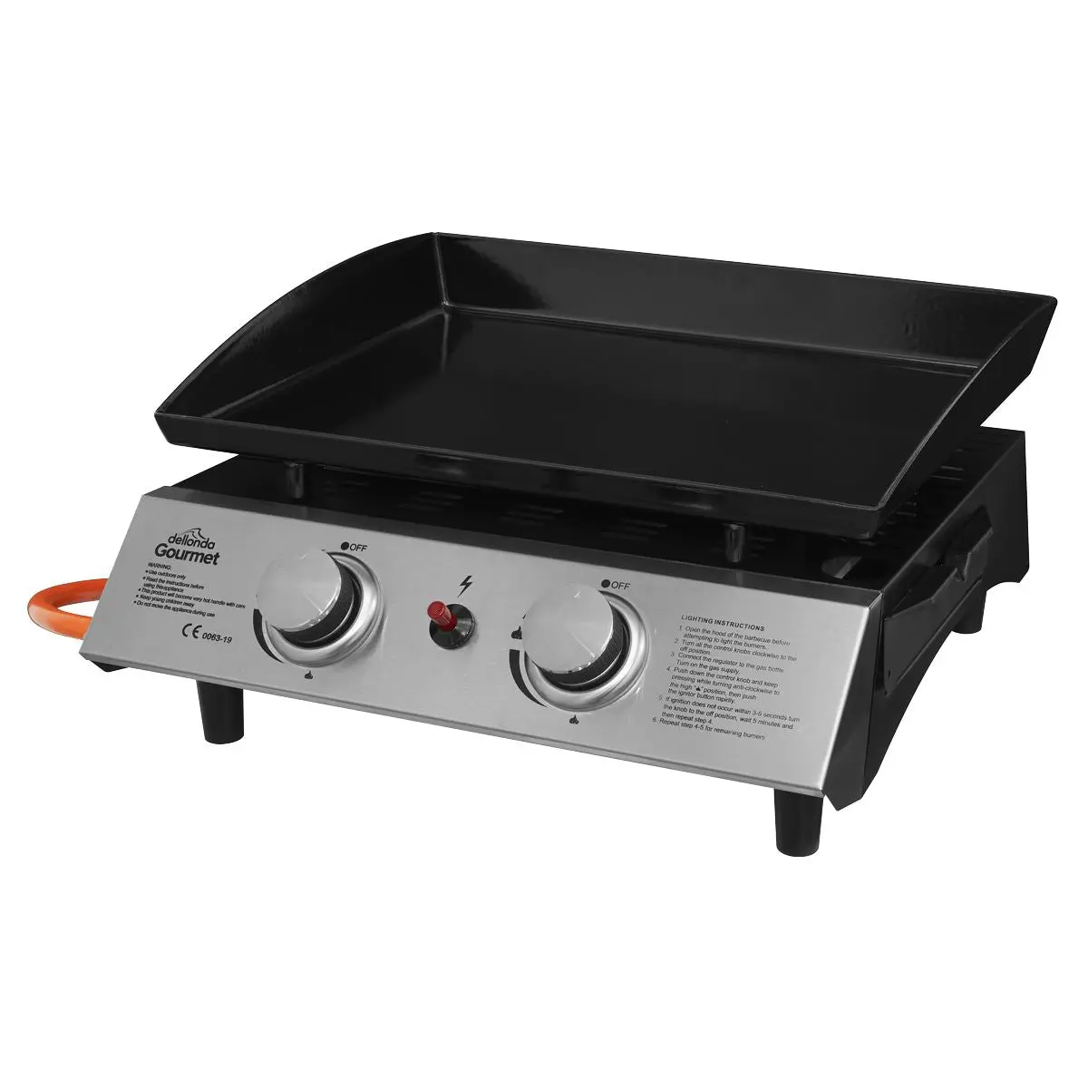 Dellonda 2 Burner Portable Gas Plancha 5kW BBQ Griddle, Stainless Steel - Image 5