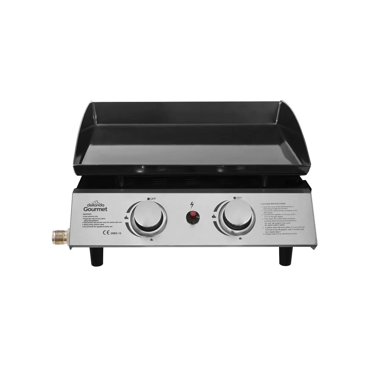 Dellonda 2 Burner Portable Gas Plancha 5kW BBQ Griddle, Stainless Steel - Image 6
