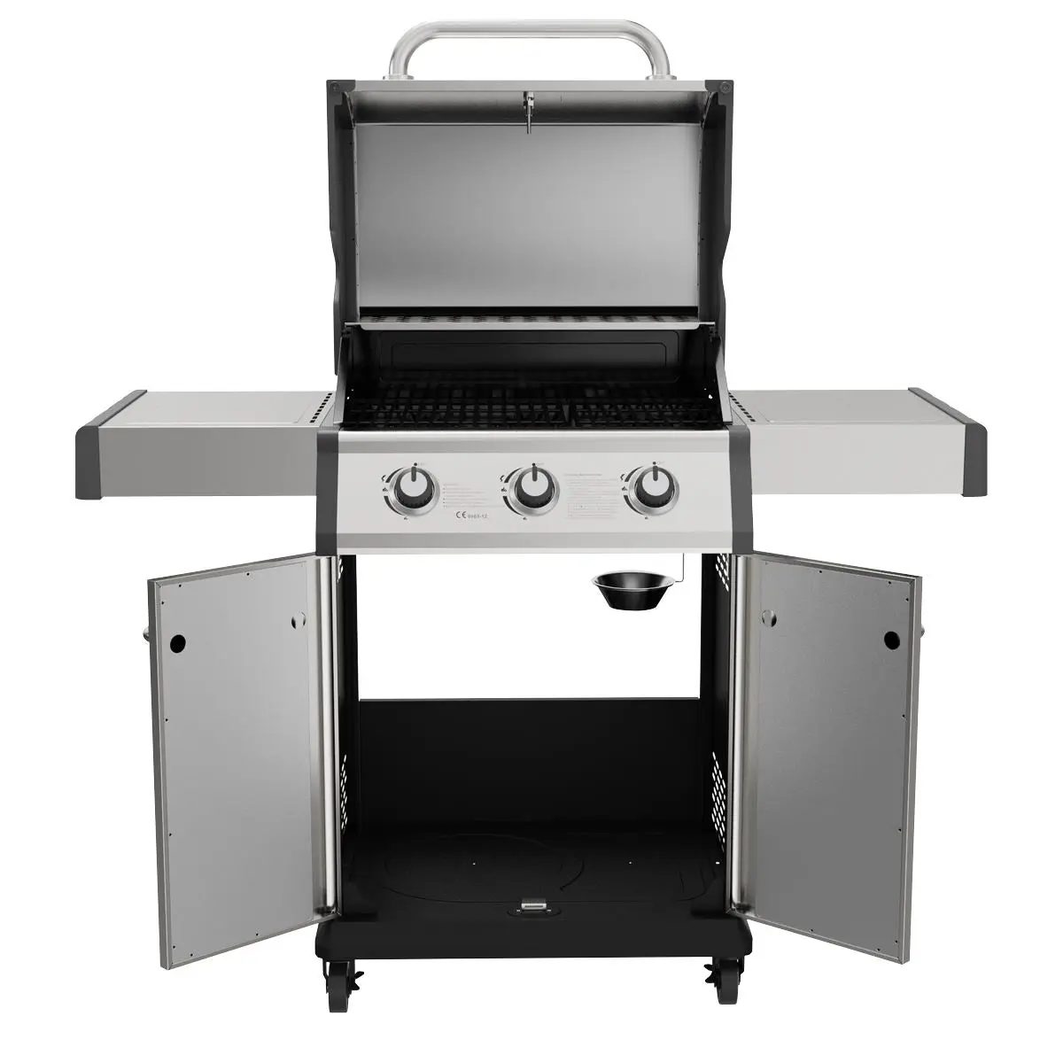Dellonda 3 Burner Deluxe Gas BBQ Grill with Piezo Ignition & Wheels - Stainless Steel - Image 6