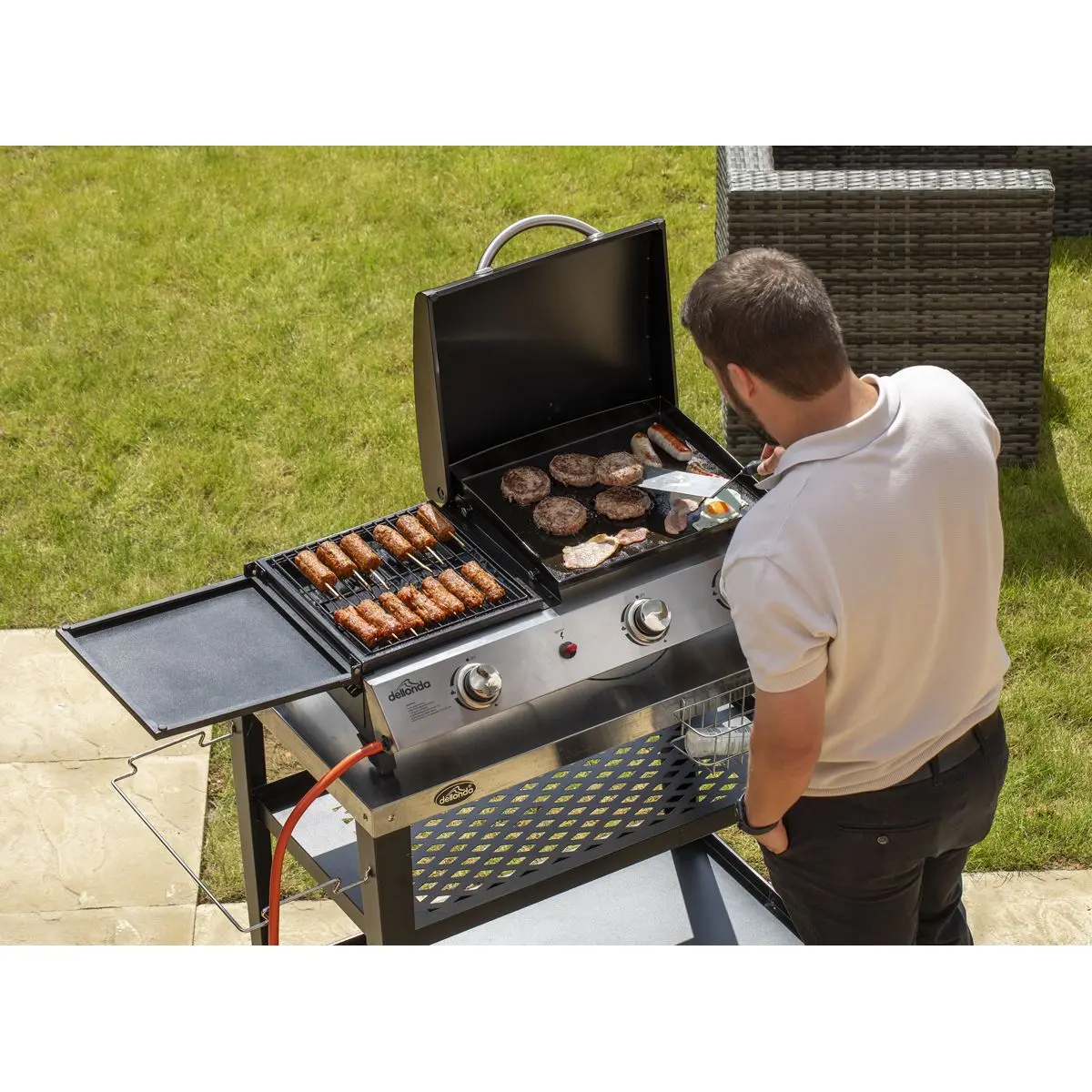 Dellonda 3 Burner Portable Gas Plancha/Grill 8.5kW BBQ Griddle, Stainless Steel - Image 12