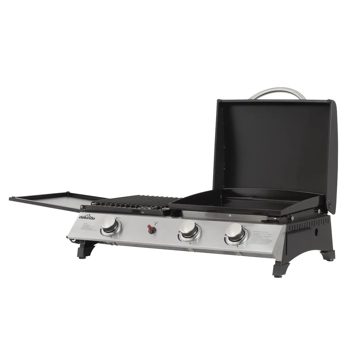 Dellonda 3 Burner Portable Gas Plancha/Grill 8.5kW BBQ Griddle, Stainless Steel - Image 5