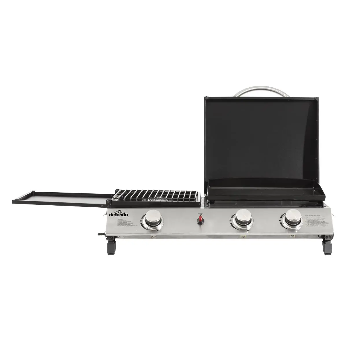 Dellonda 3 Burner Portable Gas Plancha/Grill 8.5kW BBQ Griddle, Stainless Steel - Image 6