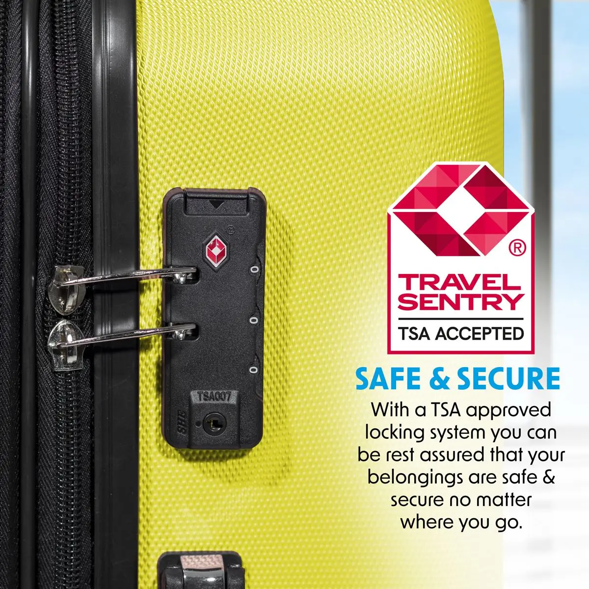 Dellonda 3-Piece ABS Luggage Set with Integrated TSA Approved Combination Lock - Yellow - DL124 - Image 4