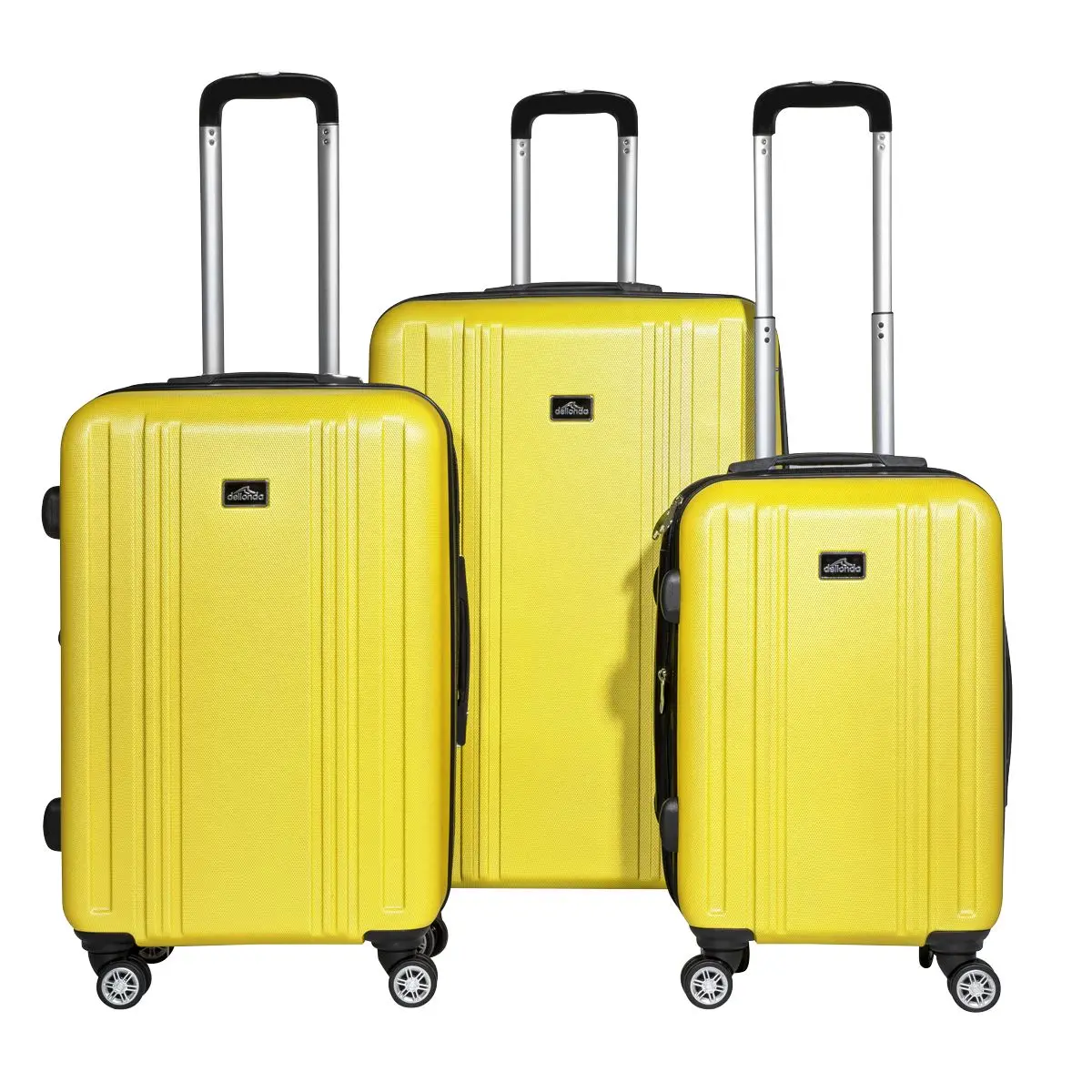Dellonda 3-Piece ABS Luggage Set with Integrated TSA Approved Combination Lock - Yellow - DL124 - Image 7
