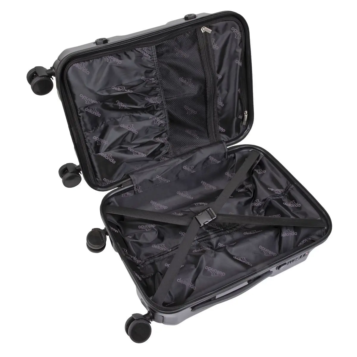 Dellonda 3-Piece Lightweight ABS Luggage Set - 20", 24", 28" - Black - DL10 - Image 6