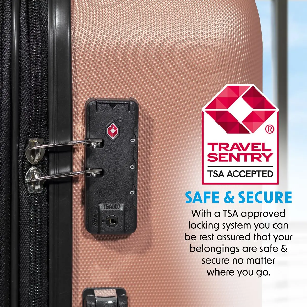 Dellonda 3-Piece Lightweight ABS Luggage Set with Integrated TSA Approved Combination Lock - Rose Gold - DL125 - Image 2