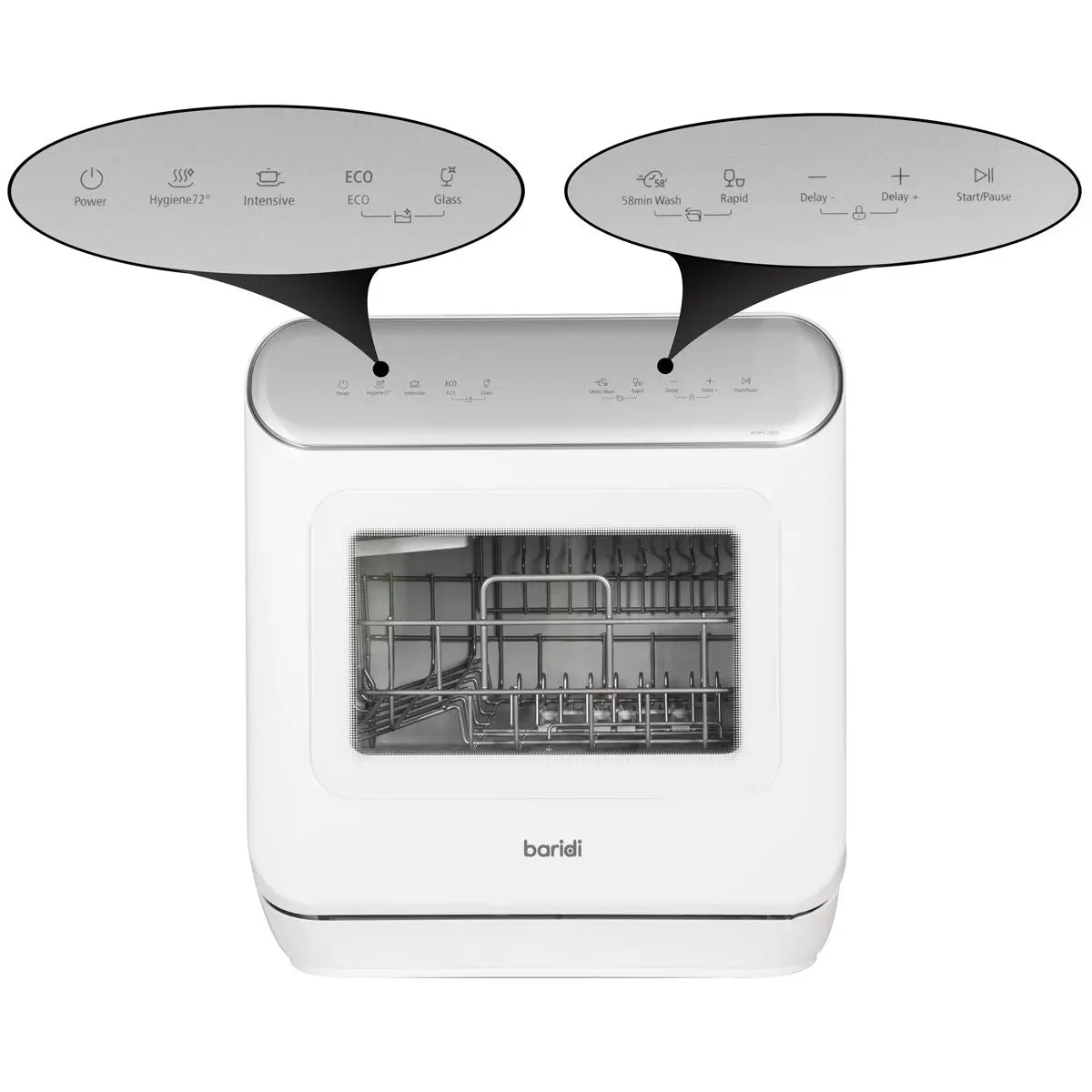 Dellonda 3 Place Settings Mini Portable Tabletop Dishwasher with 7 Wash Functions - Image 12