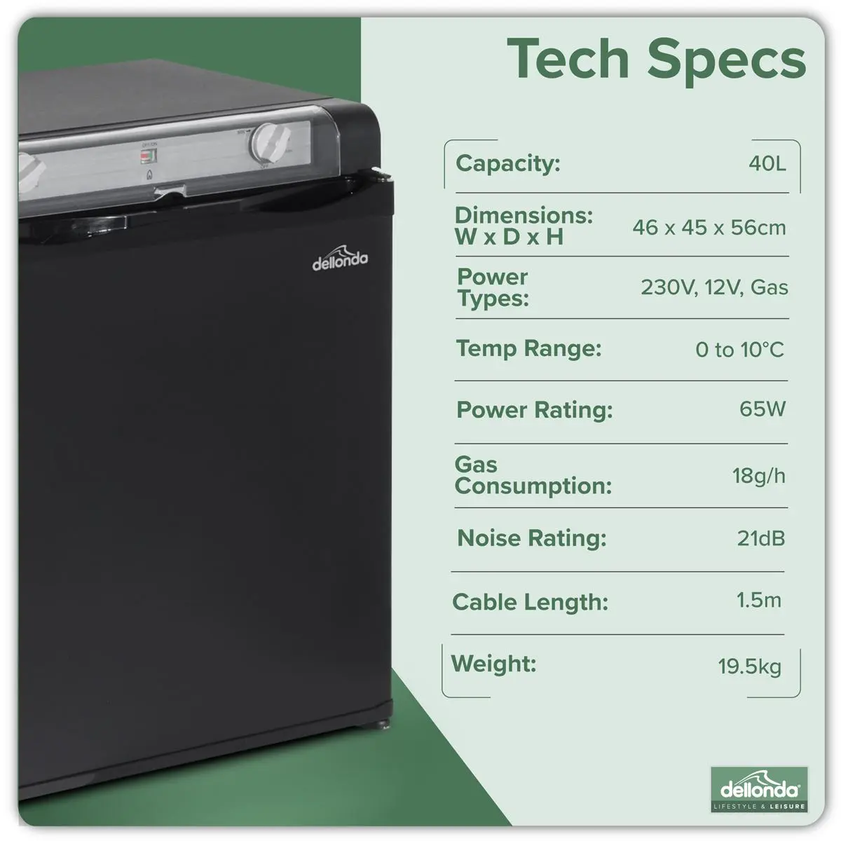 Dellonda 3-Way Fridge 40L - Image 5