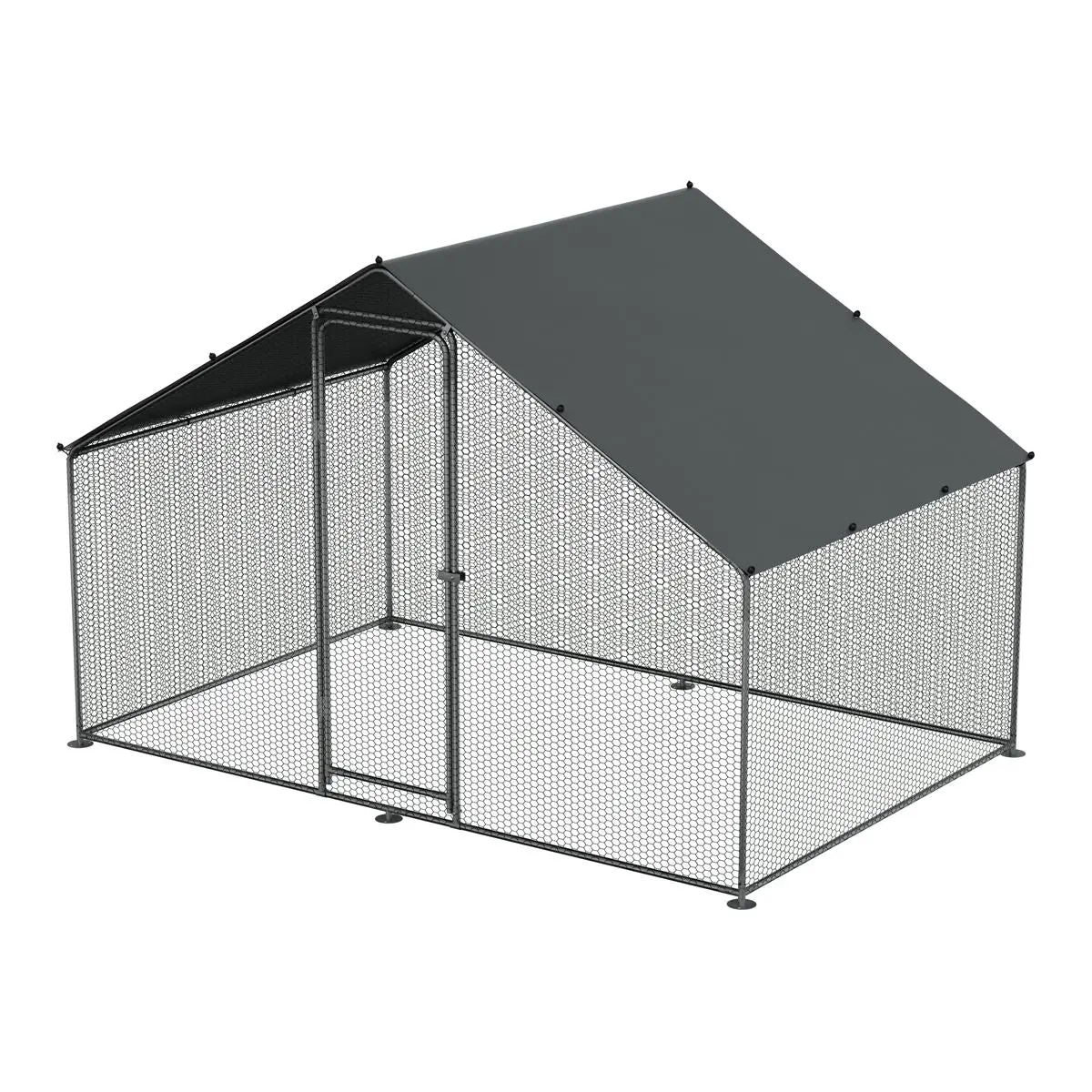 Dellonda 3 x 2 x 2m Walk-In Chicken Run, Galvanized Steel, Roof Cover, PVC Coated Chicken Wire - Image 2