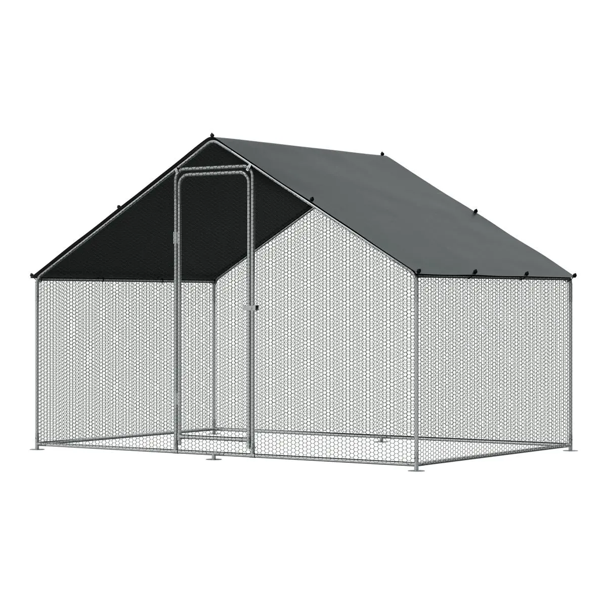 Dellonda 3 x 2 x 2m Walk-In Chicken Run, Galvanized Steel, Roof Cover, PVC Coated Chicken Wire - Image 5