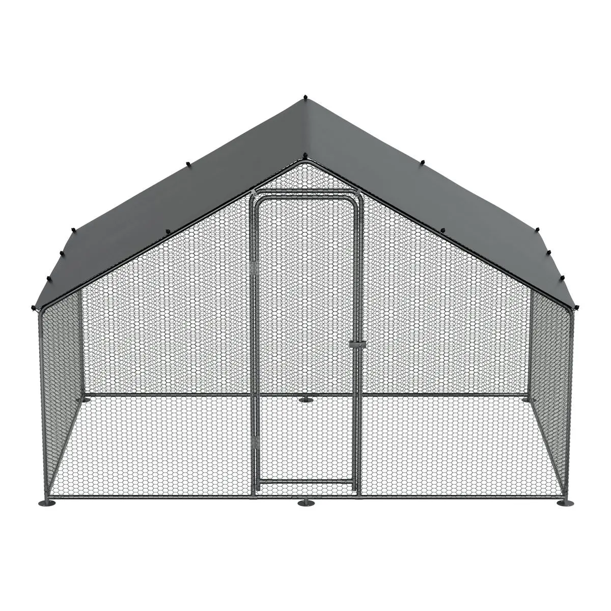 Dellonda 3 x 2 x 2m Walk-In Chicken Run, Galvanized Steel, Roof Cover, PVC Coated Chicken Wire - Image 6