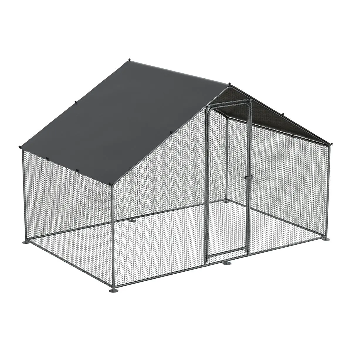 Dellonda 3 x 2 x 2m Walk-In Chicken Run, Galvanized Steel, Roof Cover, PVC Coated Chicken Wire - Image 8