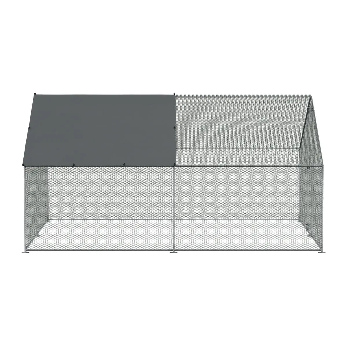 Dellonda 3 x 4 x 2m Walk-In Chicken Run, Galvanized Steel, Roof Cover, PVC Coated Chicken Wire - Image 4