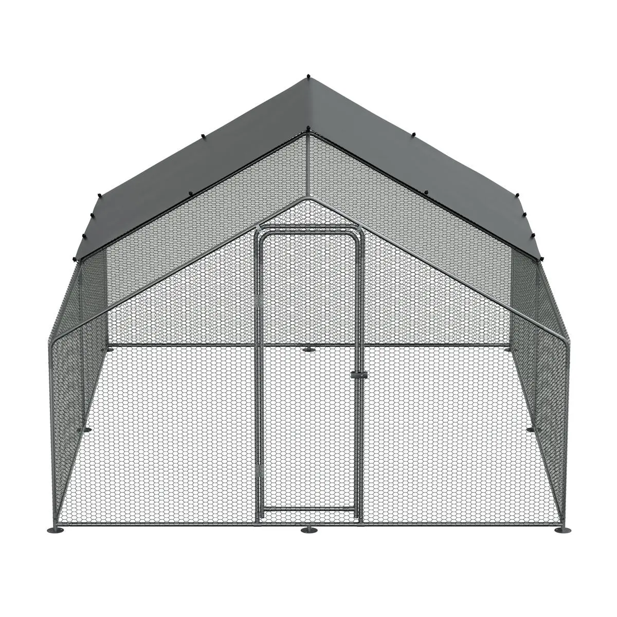 Dellonda 3 x 4 x 2m Walk-In Chicken Run, Galvanized Steel, Roof Cover, PVC Coated Chicken Wire - Image 5