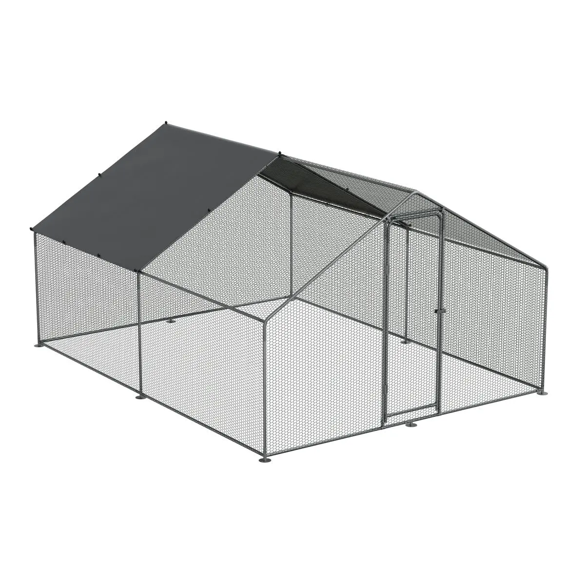 Dellonda 3 x 4 x 2m Walk-In Chicken Run, Galvanized Steel, Roof Cover, PVC Coated Chicken Wire - Image 7