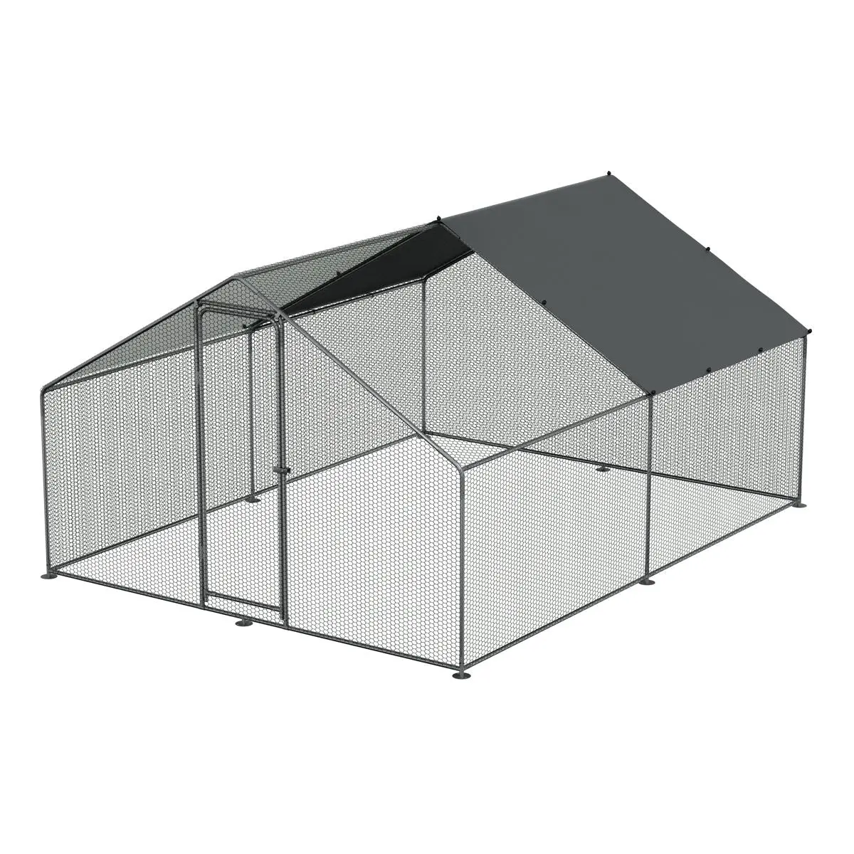Dellonda 3 x 4 x 2m Walk-In Chicken Run, Galvanized Steel, Roof Cover, PVC Coated Chicken Wire - Image 8