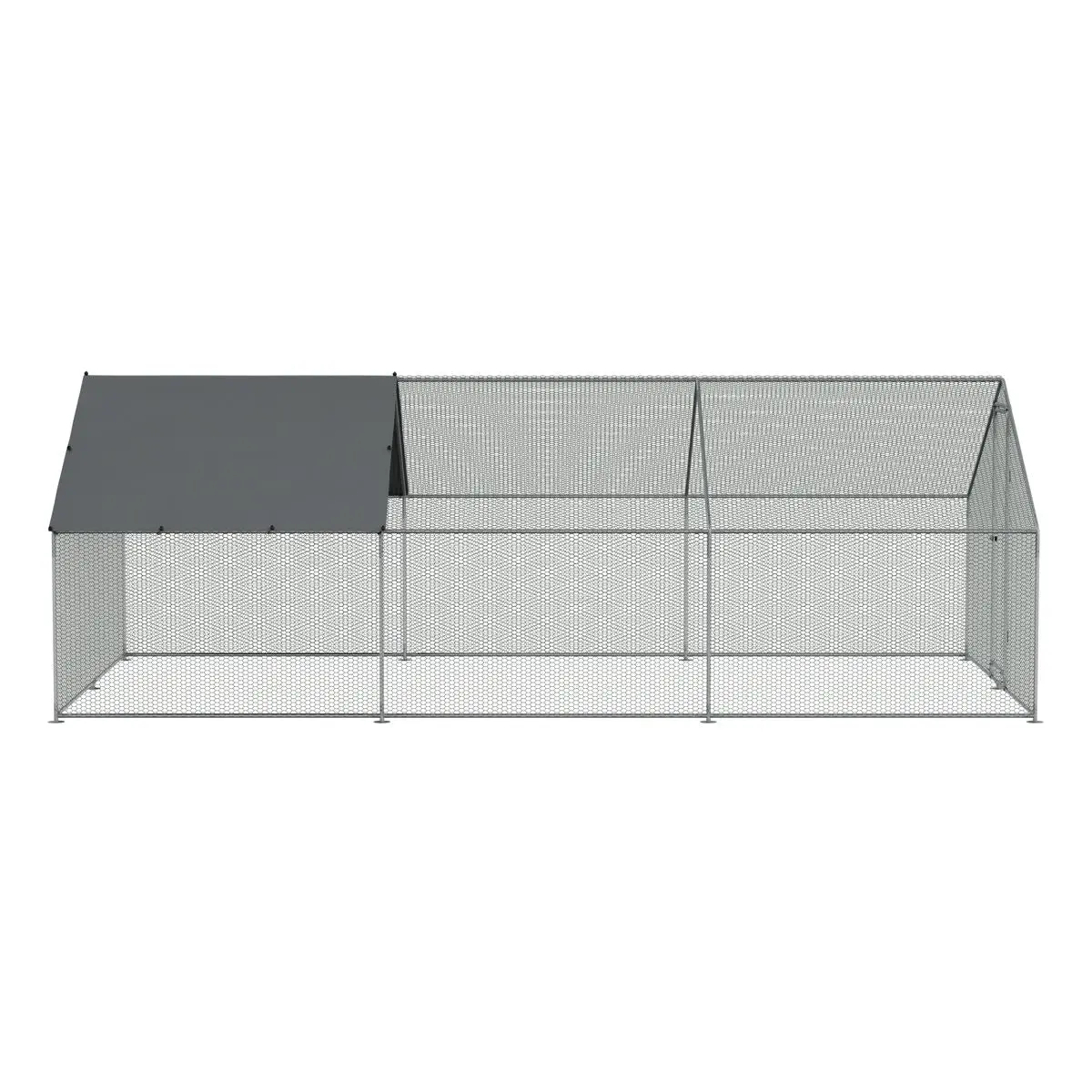 Dellonda 3 x 6 x 2m Walk-In Chicken Run, Galvanized Steel, Roof Cover, PVC Coated Chicken Wire - Image 3