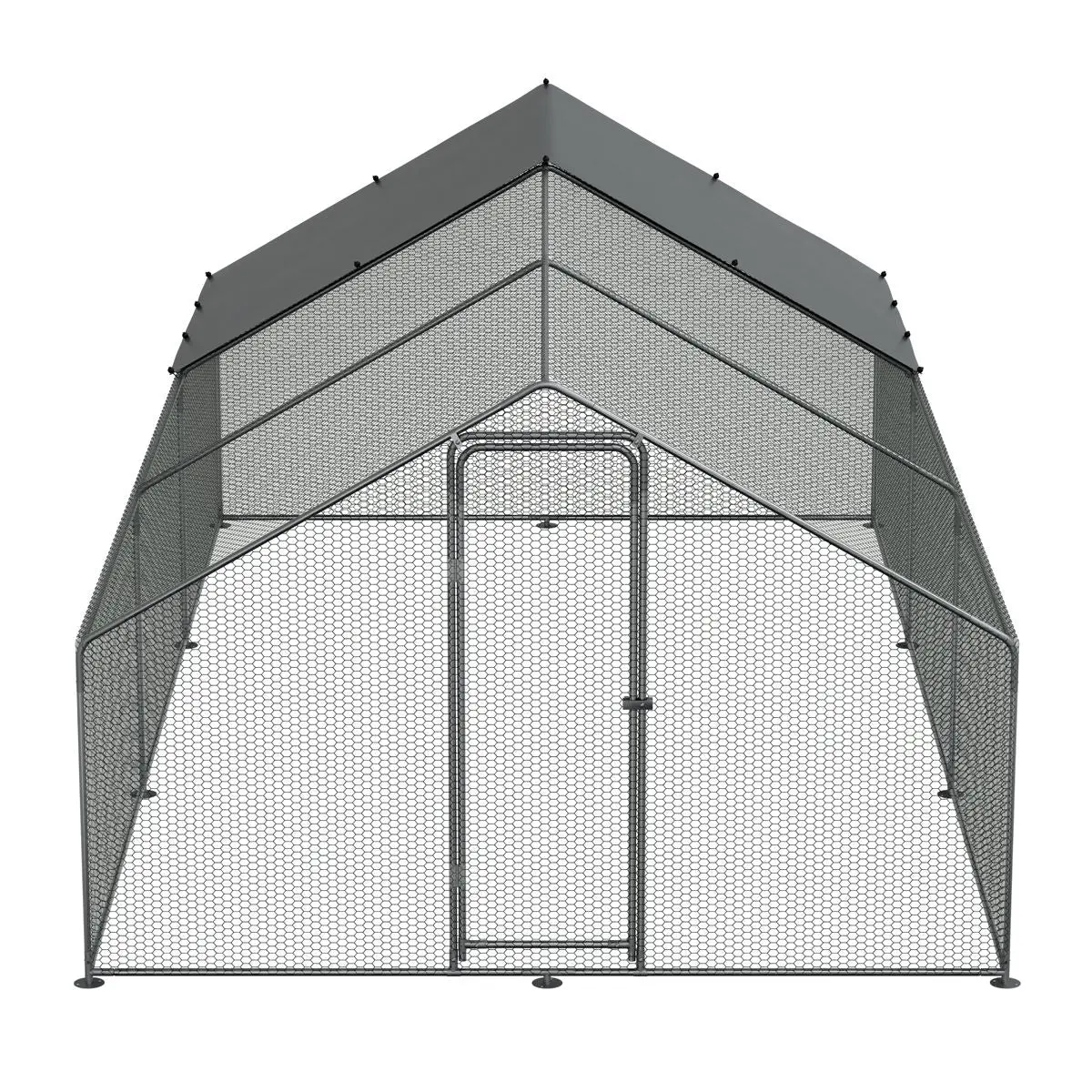 Dellonda 3 x 6 x 2m Walk-In Chicken Run, Galvanized Steel, Roof Cover, PVC Coated Chicken Wire - Image 4