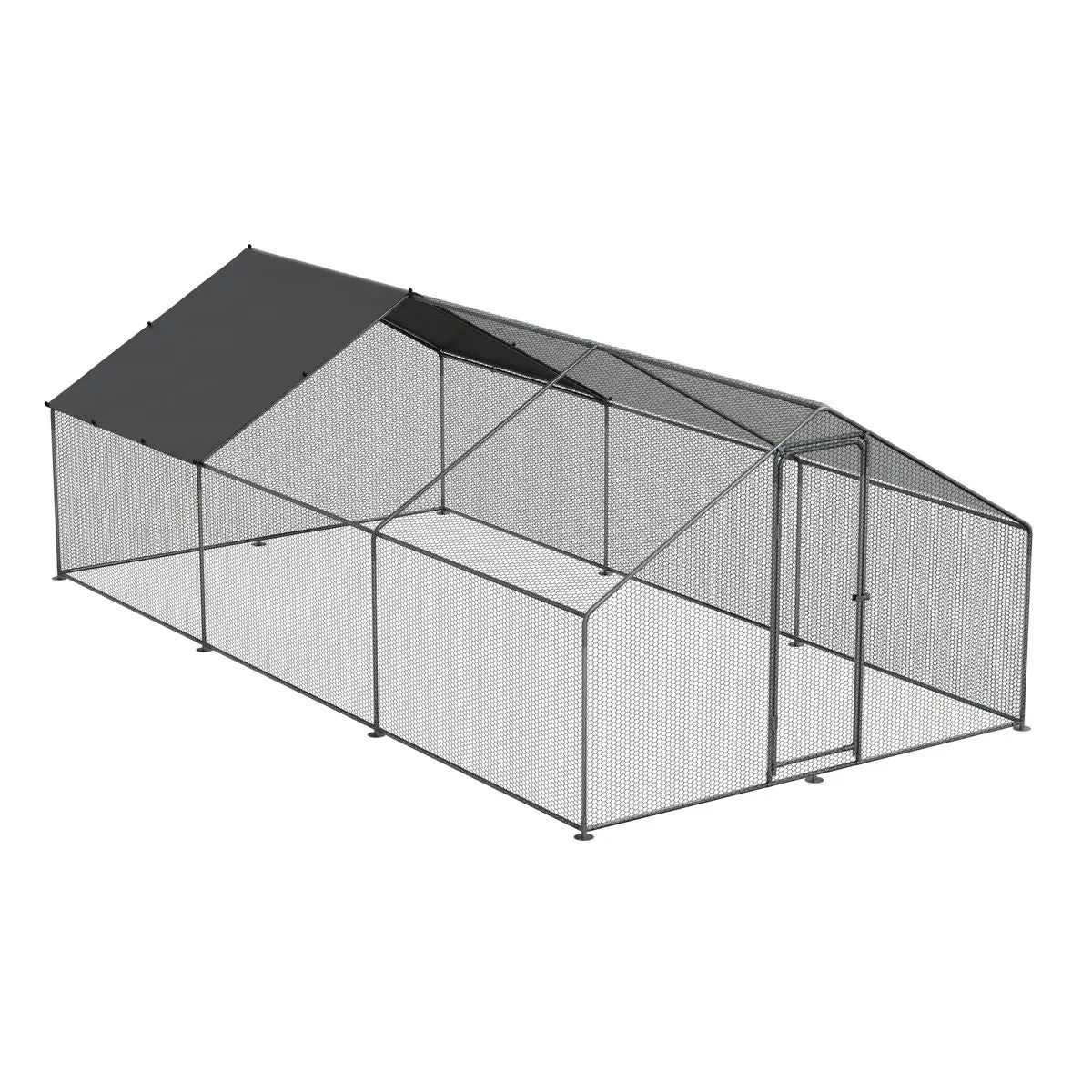 Dellonda 3 x 6 x 2m Walk-In Chicken Run, Galvanized Steel, Roof Cover, PVC Coated Chicken Wire - Image 6