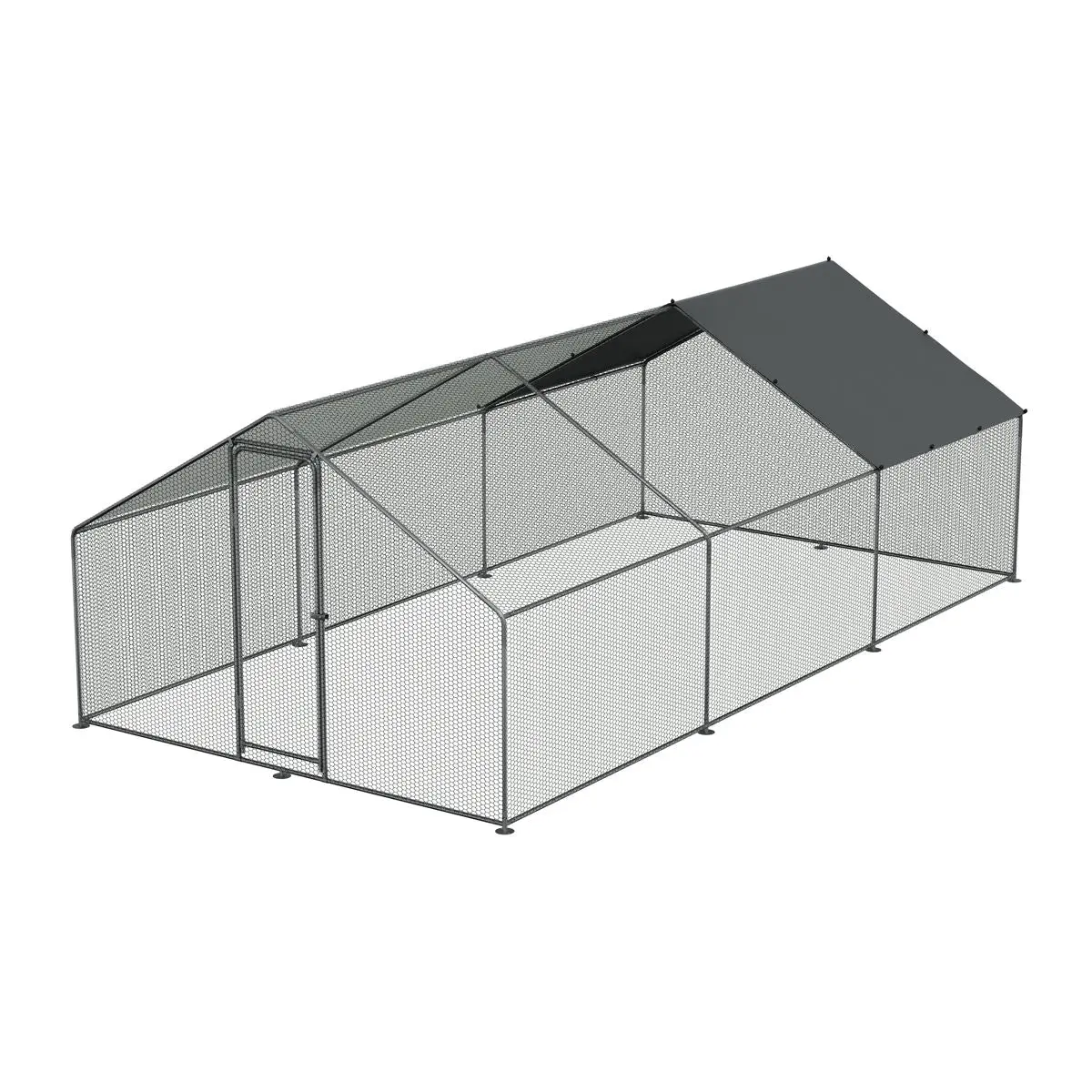 Dellonda 3 x 6 x 2m Walk-In Chicken Run, Galvanized Steel, Roof Cover, PVC Coated Chicken Wire - Image 7