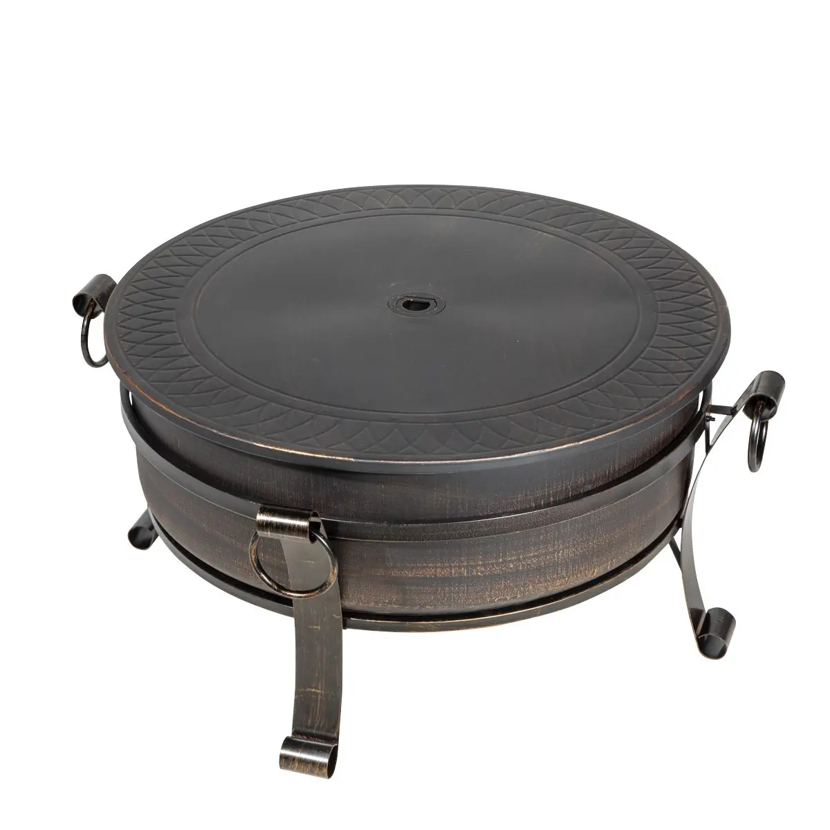 Dellonda 30" Deluxe 2-in-1 Outdoor Fire Pit & Coffee Table Antique Bronze Effect - Image 5