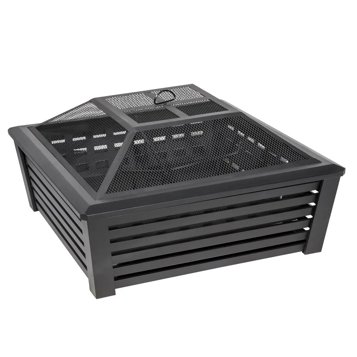 Dellonda 35" Square Outdoor Fire Pit, Black - Image 6