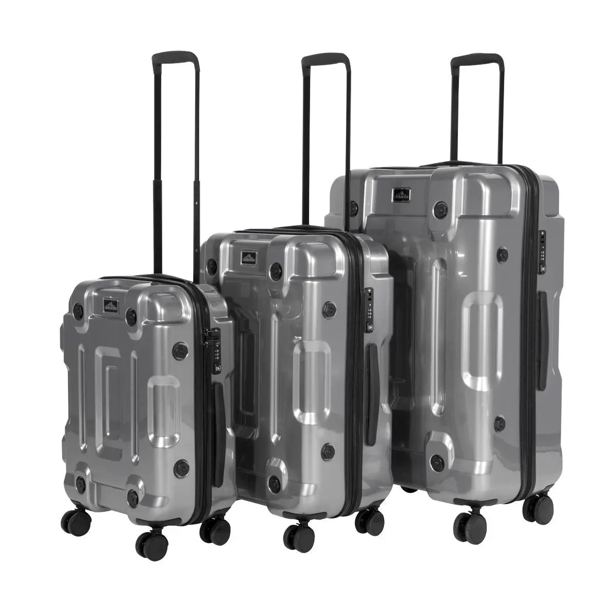 Dellonda 3pc Lightweight ABS Luggage Set - 20", 24", 28" - Silver - DL9