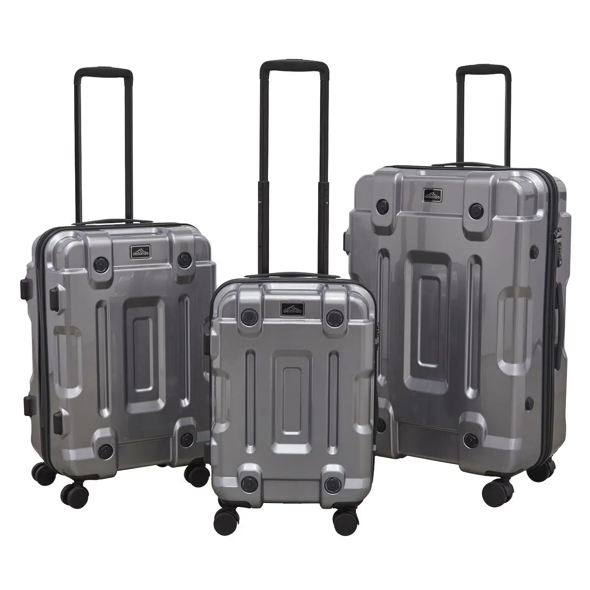 Dellonda 3pc Lightweight ABS Luggage Set - 20", 24", 28" - Silver - DL9 - Image 2