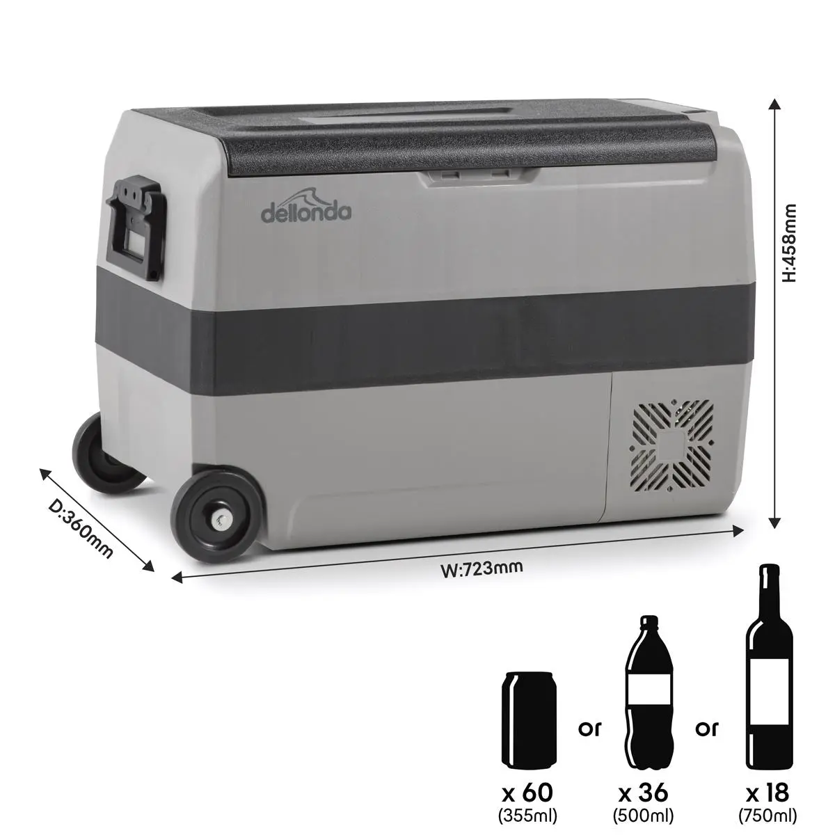 Dellonda 50L Portable Dual Zone Compressor Car Camping Fridge/Freezer 12/24V - Image 10