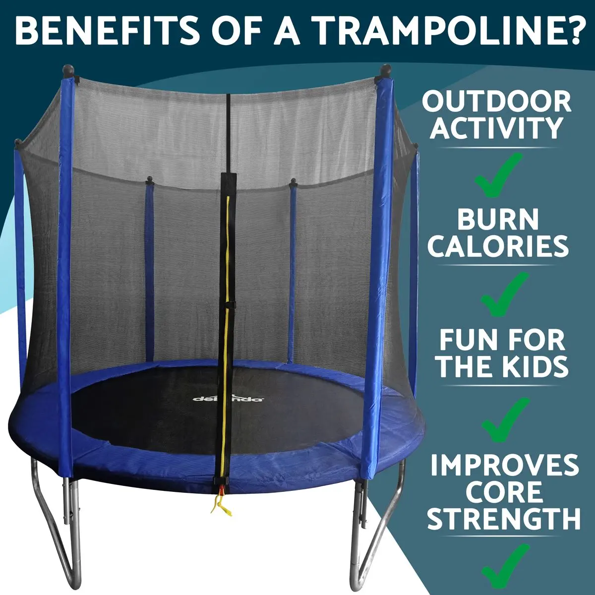 Dellonda 8ft Heavy-Duty Outdoor Trampoline with Safety Enclosure Net - Image 8