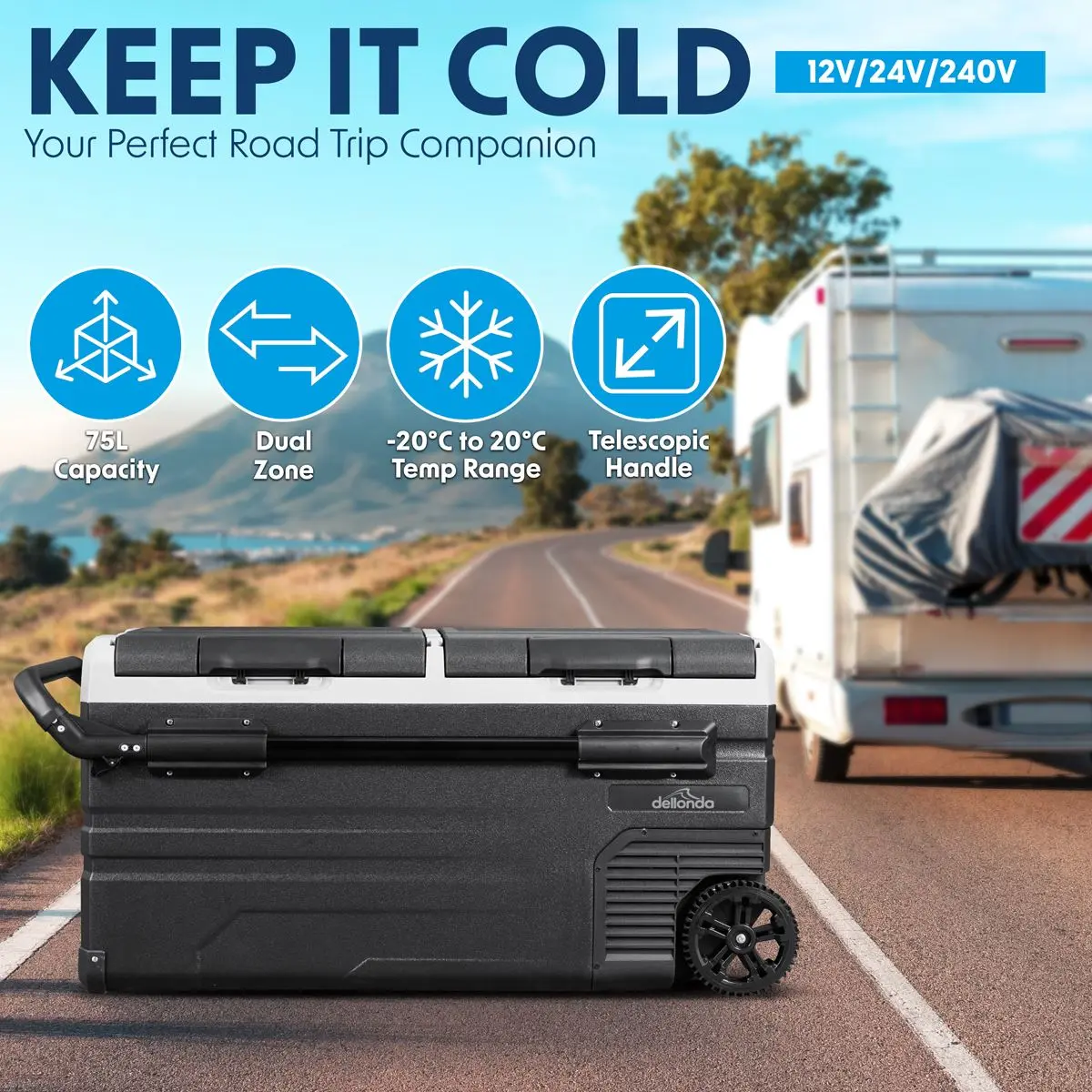 Dellonda 95L Portable Dual Zone Compressor Car Camping Fridge/Freezer 12/24V - Image 11