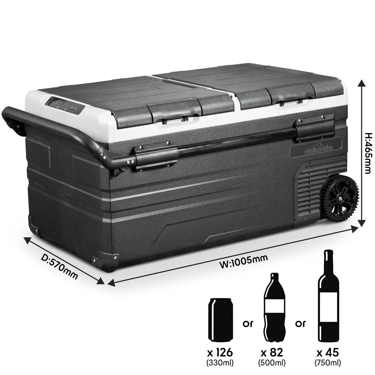 Dellonda 95L Portable Dual Zone Compressor Car Camping Fridge/Freezer 12/24V - Image 12
